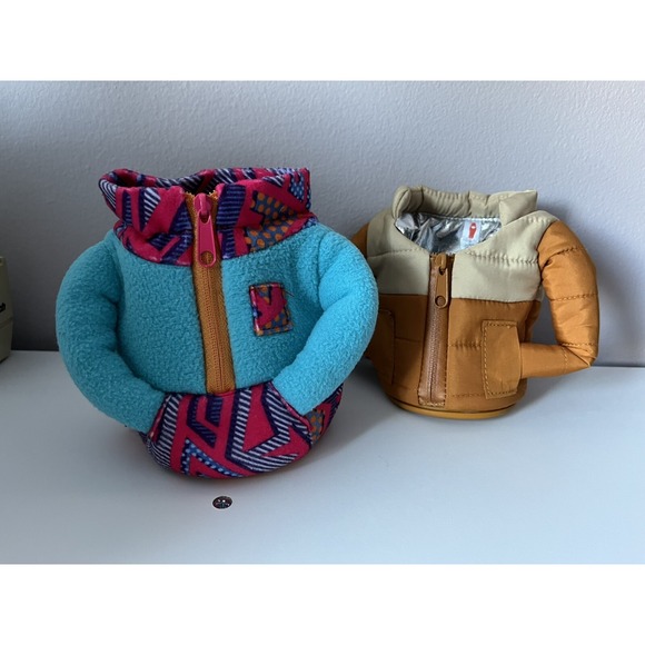 Puffin Fleece & Puffer Jacket Insulated Can Holder  Beer Bottle Soda Coozie Set - Picture 1 of 9